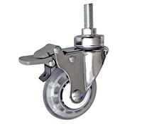 3 Inch Casters Wheels High Elastic Wheel Mute M12 30 Screw Car Accessories 2Pcs Casters(With Brake)