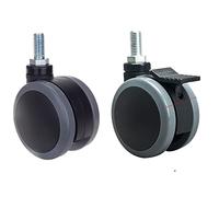 3 Inch Gray Casters Wheels,Screw M12x25mm Double PU Wheel,with Brake Or No,Mute Wearable 2Pcs Casters(Gray)