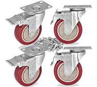 3 inch Heavy Duty Casters Set of 4 Lockable Bearing Caster Wheels with Brakes Industrial Swivel Top Plate Swivel Casters for Furniture Workbench Total Capacity 1000 lbs