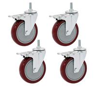 3 Inch Heavy Duty Stem Casters 360 Degree Swivel Thread Wheels with Screw Bolt Double Locking Brake Wheel(Brakes)