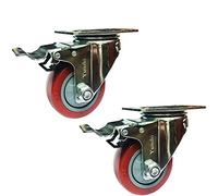 3 Inch Medium Type PVC Directionalcasters Trolleys Wheel with Brake Wearable Mute Bear 100kg Industrial Casters 2Pcs Casters