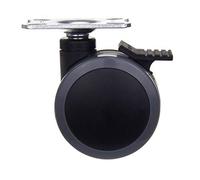 3 Inch PU Double Wheel Bearing with Brake - Flat-Panel Installation Or Mute 2Pcs Casters(With Brake)