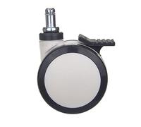 3 Inch PU Double Wheel Bearing with Brake Or No Circlip Rod Installation Durable 2Pcs Casters(With Brake)
