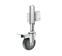 3 Inch Spring Gate Wheels,Heavy Duty Shock Absorber Rotating Caster,Height Adjustable 30/60mm,Wear-Resistant Silent Industrial Wheel,Gray(Brake 30mm)