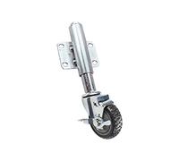 3 Inch Spring Gate Wheels,Heavy Duty Shock Absorber Rotating Caster,Height Adjustable 30/60mm,Wear-Resistant Silent Industrial Wheel,Gray(Side Brake 30mm)