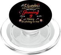 3 Janvier Anniversaire A Queen Was Born in 3rd Janvier PopSockets PopGrip pour MagSafe