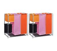 3-Kammer-Wäschekorb mit Eisenrahmen, abnehmbaren Waschsäcken und Farblicher Trennung, Ideal für Wäschetrennung, Organizer für Zuhause, 70W x 30D x 80H cm, 2er Set