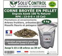 3 kg de Corne Broyée en Pellet SoluControl - Formulation haute qualité Organo-Minerale - Engrais Azoté 100% Naturel- Utilisable en Agricultre Biologique