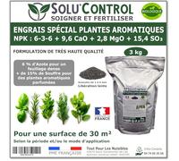 3 kg - Engrais Spécial Plantes Aromatiques NPK 6-3-6 - Favorise un feuillage dense, intensément parfumé et vigoureux - Utilisable en Agriculture Biologique (UAB) - Fabriqué en France