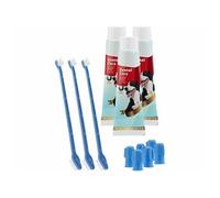 3 kits d'hygiène dentaire canine : brosses et dentifrice