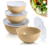 3 Ks. Bol en plastique avec couvercle 2/3/5L Koziol Bol à mélanger Bol à salade, Food Beige