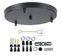 3 Lampes Auvents de Plafonds Métal Rosace de Plafond Noir Ø30cm Crochet de Plaque de Plafond Vintage Plaque de Montage de Lampe en Métal Accessoires pour Plafonnier Suspension Lustre Applique