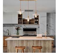 3 Lampes Suspension avec abat-jour en Verre Transparent en forme de feuille de lotus - Industriel Vintage Barre Lustre Bar - SMOTOP