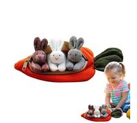3 lapins dans la foire des carottes, lapin en peluche avec poche zippée | Sac en peluche carotte de Pâques | Décoration de Pâques avec fermeture éclair pour la famille, les amis, les camarades de