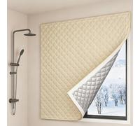 3 Layer Insulation Thermal Insulated Window Cover Curtain,Windows Draft Blocker For Winter Keeping Cold Out No Drilling,Soundproof Window Curtains For Living Room Kitchen,Beige,W100xH80cm