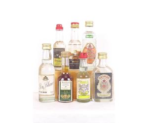 3 lcools divers lot de 7 mignonnettes calvados grappa anis vodka ron blanco alcool années 80