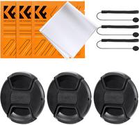 3 Lens Caps/Caps 40.5 mm + 3 Elastic Bands + 3 Vacuum Packed Cleaning Cloths Compatible with Canon Nikon Sony Olympus Fujifilm Pentax Panasonic Leica Camera
