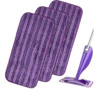 3 lingettes microfibre réutilisables lavables remplacement compatible balai spray Swiffer WetJet Wood tampon nettoyage sol