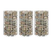 3× Lit Surélevé à Gabion Circulaire Acier Galvanisé Ø30x150 cm Jardin vidaXL