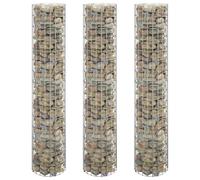 3× Lit Surélevé à Gabion Circulaire Acier Galvanisé Ø30x150 cm Jardin vidaXL