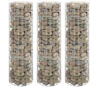 3× Lit Surélevé à Gabion Circulaire Acier Galvanisé Ø30x150 cm Jardin vidaXL