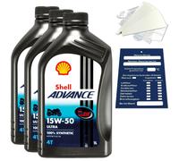 3 Litre Original Shell Advance 4T Ultra 15W50 L'Huile De Moteur Moto 600041556