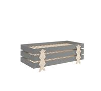 3 Lits Modulo Smiley Gris Empilables 90x200 L 203,6 X Lg 93,8 X H 27,5 Cm
