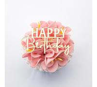 3 Little Desserts Décorations pour cupcakes « Happy Birthday » - Décorations de cupcakes pour fête d'anniversaire - Breloques pour cupcakes en acrylique miroir - Doré