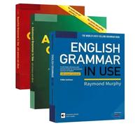 3 livres de grammaire anglaise élémentaire, grammaire anglaise essentielle avancée, livre d'exercices de préparation aux tests d'anglais, optionnel