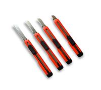 3 lots de 4 cutters monture plastique avec âme métallique | Lames sécables 9 mm | Orange | Système de blocage sécurité | Taille-crayon déballage bricolage découpage | Kibros IB.128.4PCx3
