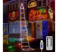 3 M Guirlande lumineuse à LED en forme d'échelle de Père Noël, Avec Père Noël Grimpant, 8 Modes, Fonction Mémoire Minuteur, Étanche, pour Decoration Noel Exterieur et Interieur (Couleur)