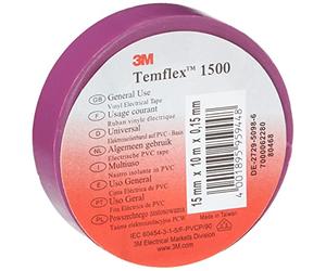 3 M tvio1510 Temflex 1500 vinyle électrique Ruban isolant, 15 mm x 10 m, 0,15 mm, violet