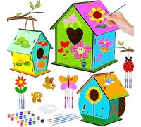3 Maison D'Oiseau Activite Manuelle,Peignez-Le Vous-Même,Jeu Bricolage Kit De Loisir Creatif Pour 3+ Ans Enfant Garçons Filles