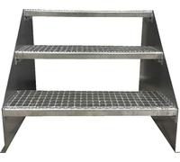 3 marches Escalier fixe modèle 1 indépendant galvanisé Escalier acier Largeur 90 cm Hauteur 63 cm sans garde-corps