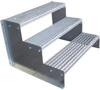3 marches Escalier fixe modèle 2 indépendant galvanisé Escalier acier Hauteur de marche 18 cm Largeur 70 cm Hauteur 54 cm sans garde-corps