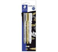 3 marqueurs à encre métallique or argent blanc Staedtler