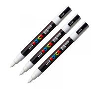 3 Marqueurs Posca Pc-3m Blanc Pointe Fine Conique