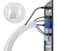 3 Metre 12-20mm Flexible Adjustable Cable Management Braided Storage PET Slotted Cable Cover Protector for Cars/TV/Computer/USB/Audio/Video,White