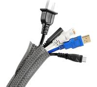 3 Metre Flexible Adjustable Cable Sleeve 13-23 mm Braided Cable Management Storage Cable Management Split in Pet,Desk Cable Cover Protection for TV/PC/USB/Audio/Video Wire 3 Metres Grey