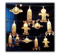 3 Mètres 20 Guirlande Lumineuse LED avec Astronaute Fusée Vaisseau Spatial Fausses Lumières Thème de l'espace sur Mars String Lights Décorer pour Nouvelle Année Festive Fête (Couleur Chaude)