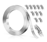 3 Mètres Collier de Serrage Inox DIY, Bolatus Collier De Serrage Métallique Réglables avec 10 Pièces Attache, pour Tuyaux, Gaz, Voiture, Jardin Argenté