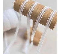 3 mètres de tissu de bordure en dentelle extensible à volants bilatéraux mignons pour bricolage pour la décoration intérieure patchwork 1 cm de largeur ruban de dentelle élastique coloré-BLANC-3 mèt