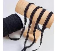 3 mètres de tissu de bordure en dentelle extensible à volants bilatéraux mignons pour bricolage pour la décoration intérieure patchwork 1 cm de largeur ruban de dentelle élastique coloré-noir-3 mètr