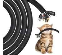 3 Mètres Manchon de Cache Câble, 10mm Gaines de Câbles, Empêche Les Animaux Domestiques de Mâcher Les Câbles, Textile Flexible Goulotte de Câble à Fermeture Automatique pour Bureau, Noir