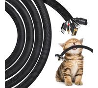 3 Mètres Manchon De Cache Câble, 10mm Gaines De Câbles, Empêche Les Animaux Domestiques De Mâcher Les Câbles, Textile Flexible Goulotte De Câble À Fermeture Automatique Pour Bureau, Noir