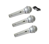 3 Microphones Chant KARAOKE Conférence, Musique Dynamique Unidirectionnel SIlver/ Câble XLR-XLR 3m