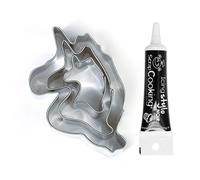 3 mini emporte-pièces en inox Licornes + Stylo de glaçage noir Youdoit