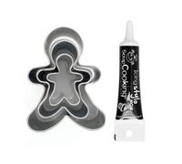 3 mini emporte-pièces inox Bonhomme en pain d'épices + Stylo de glaçage noir Youdoit