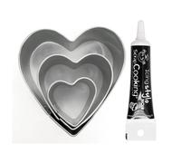 3 mini emporte-pièces inox Coeurs + Stylo de glaçage noir Youdoit