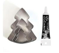 3 mini emporte-pièces inox Sapins + Stylo de glaçage noir Youdoit